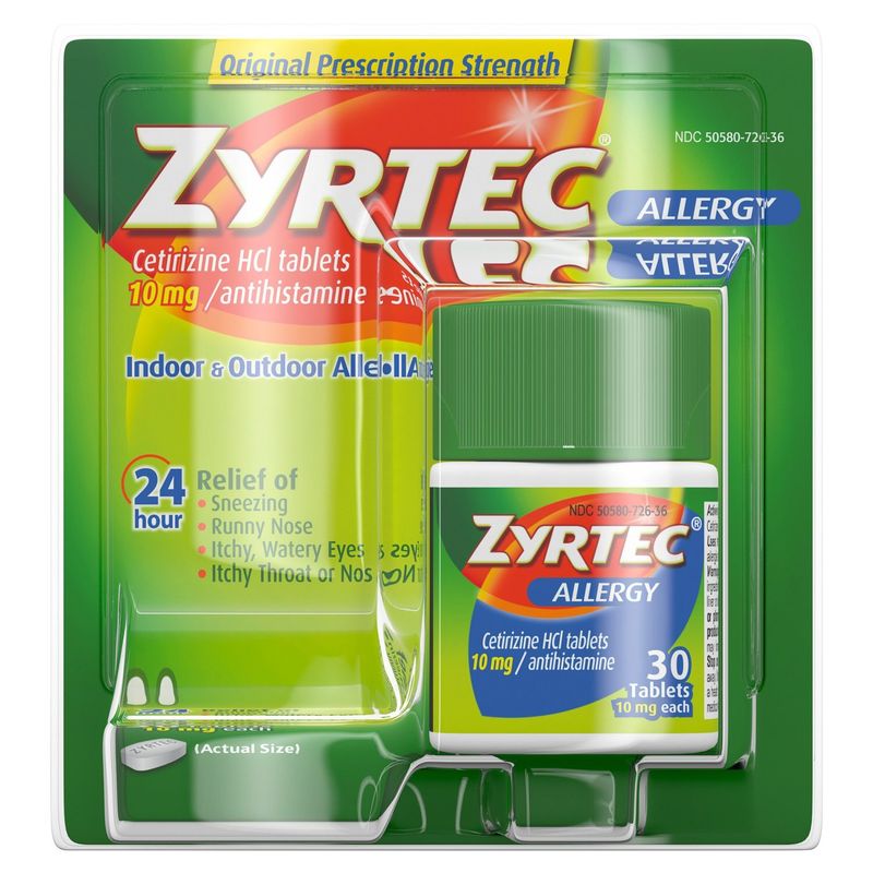 Zyrtec Indoor &amp; Outdoor Allergy Tablets, 10 mg, 30 count