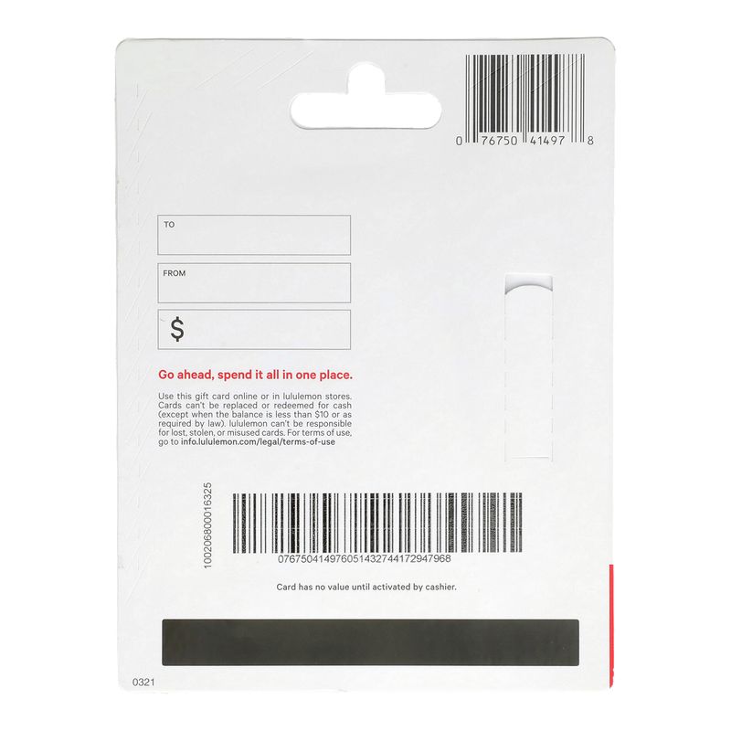 Lululemon $50 Gift Card, 1 each