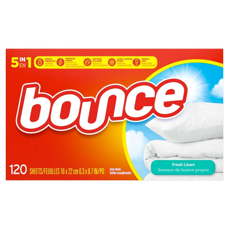 Bounce Fabric Softener Sheets, Fresh Linen Scent, 120 Count