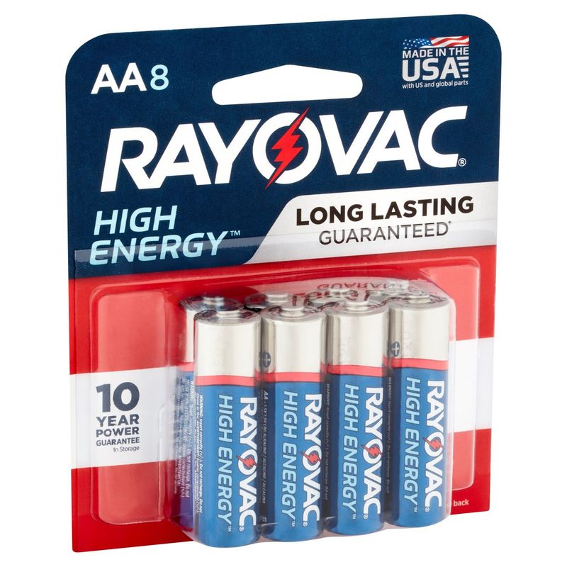 Rayovac High Energy AA 1.5V Alkaline Batteries, 8 count