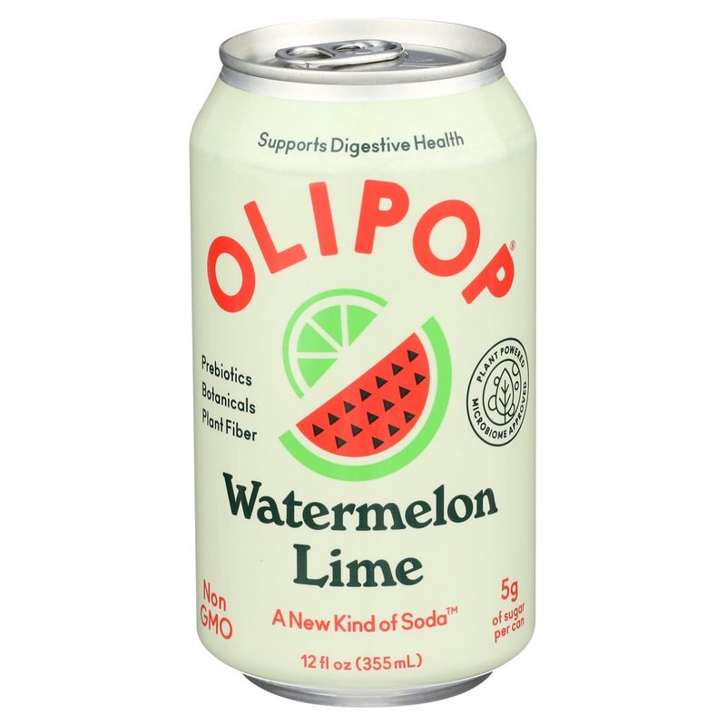 Olipop Watermelon Lime Soda, 12 fl oz