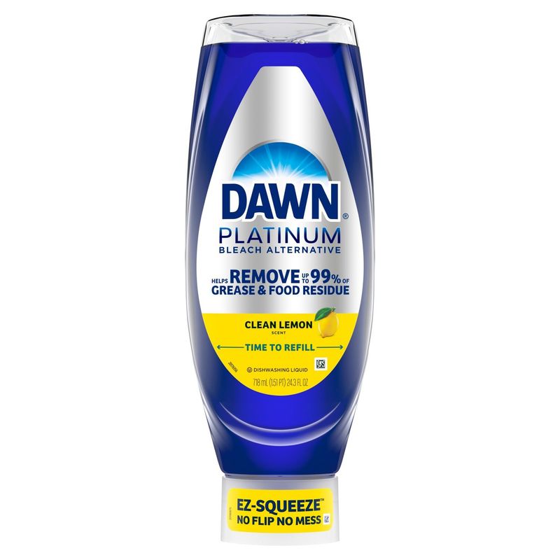 Dawn Platinum Bleach Alternative Clean Lemon Scent Dishwashing Liquid, 24.3 fl oz