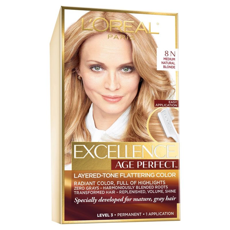L'Oréal Paris Excellence 8N Medium Natural Blonde Level 3 Permanent Haircolor, 1 application