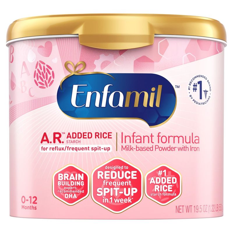 Enfamil A.R. Infant Formula, Clinically Proven to Reduce Reflux &amp; Spit-Up in 1 Week, 19.5Oz