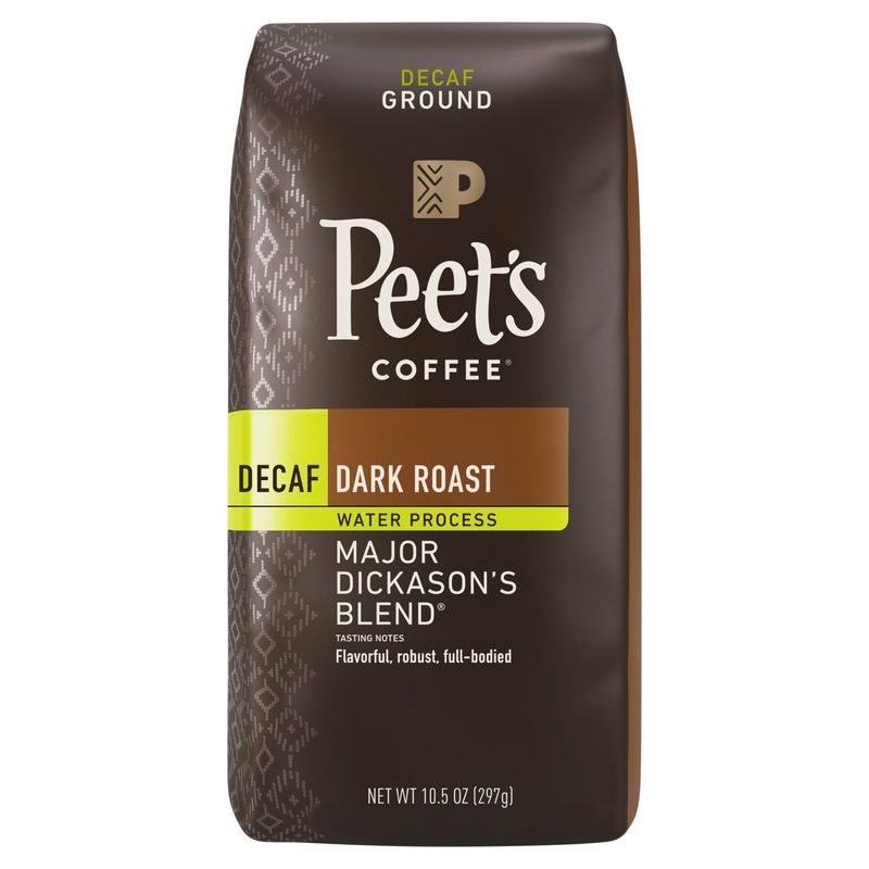 Peet's Coffee Major Dickason's Blend Decaf Dark Roast Ground Coffee, 10.5 oz