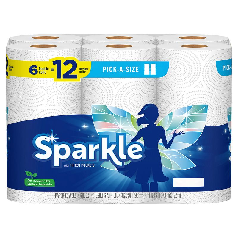 Sparkle Pick-A-Size Paper Towels, 6 Double Rolls