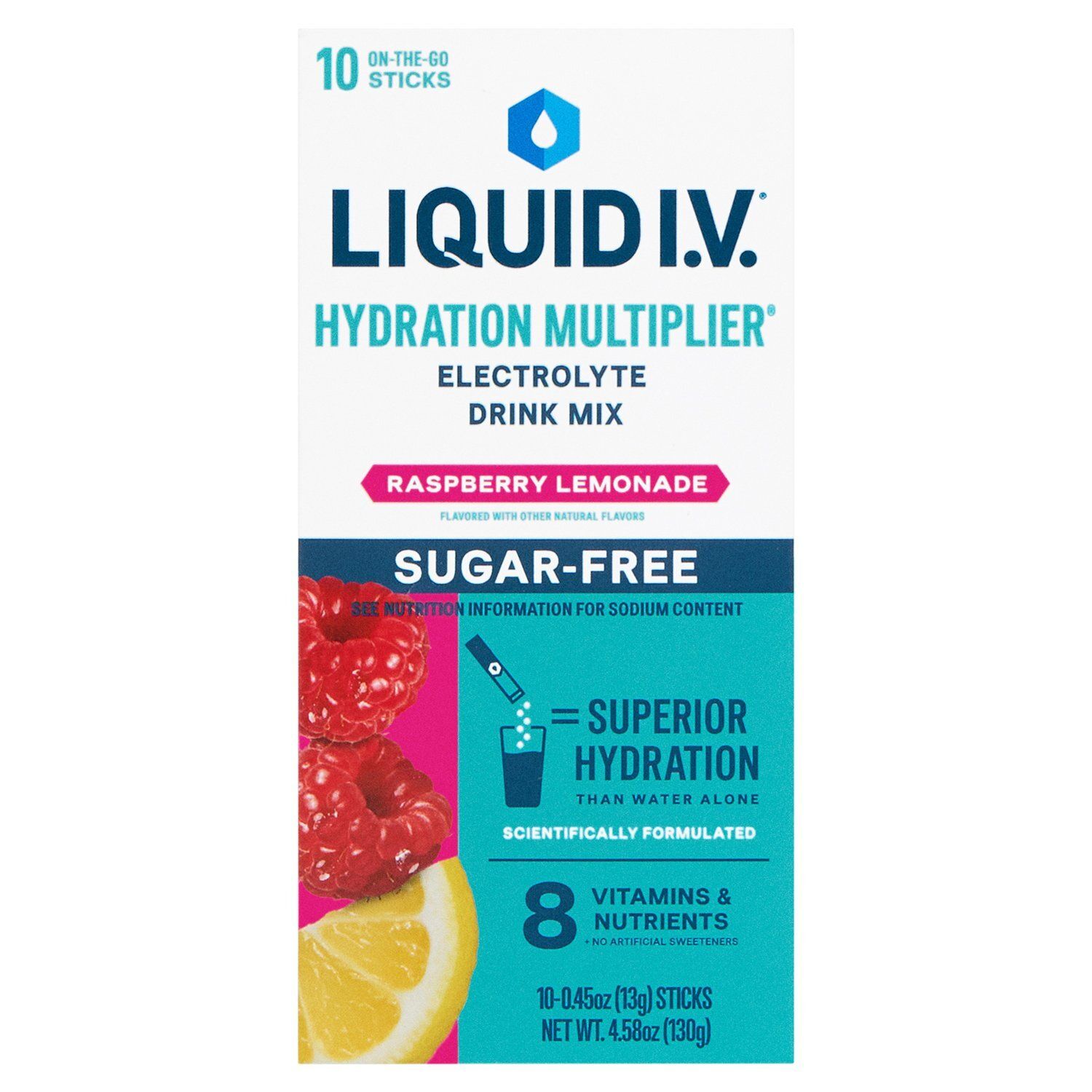Liquid I.V. Raspberry Lemonade Hydration Multiplier Electrolyte Drink Mix, 0.45 oz, 10 count