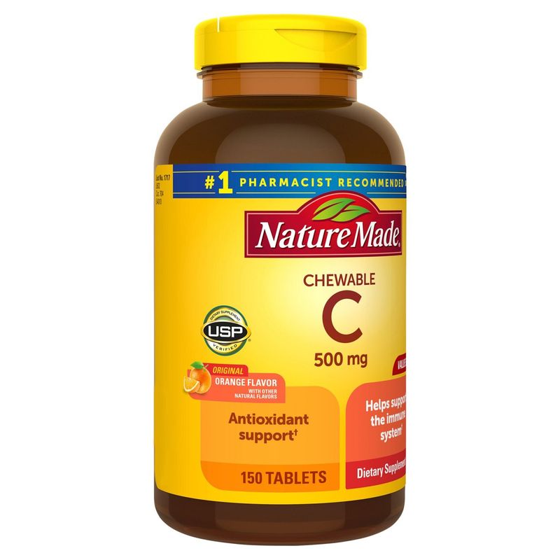 Nature Made Chewable Vitamin C 500 mg Tablets, 150 Count Value Size