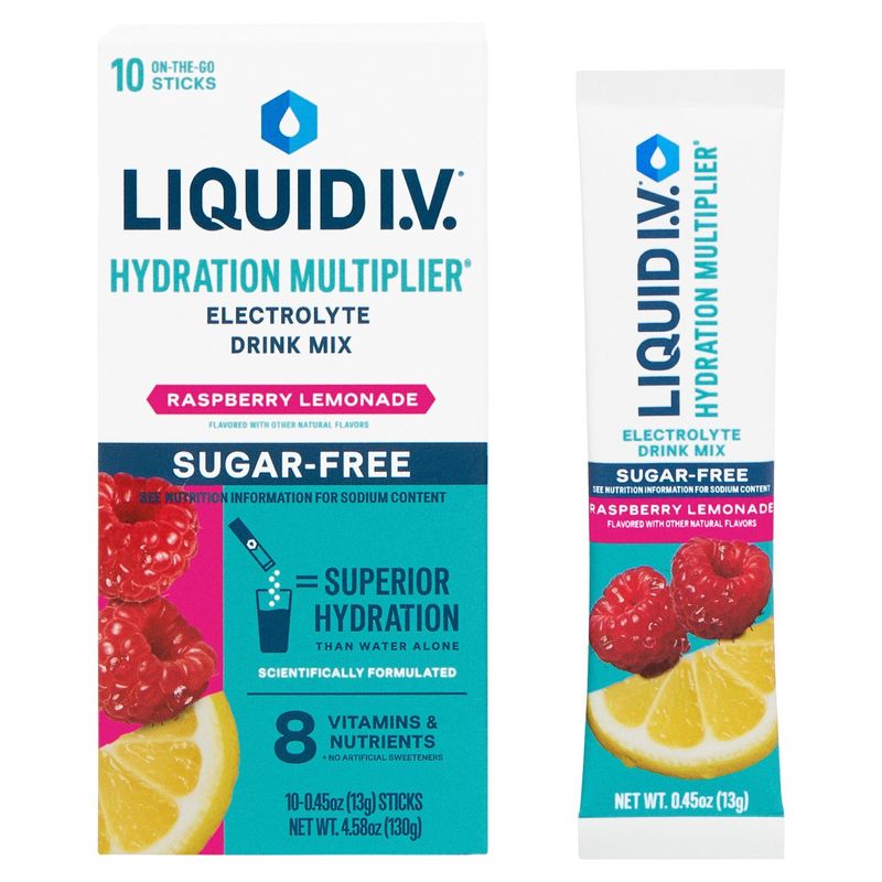 Liquid I.V. Raspberry Lemonade Hydration Multiplier Electrolyte Drink Mix, 0.45 oz, 10 count