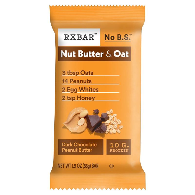 RXBAR Nut Butter and Oat Dark Chocolate Peanut Butter Protein Bars, 1.9 oz
