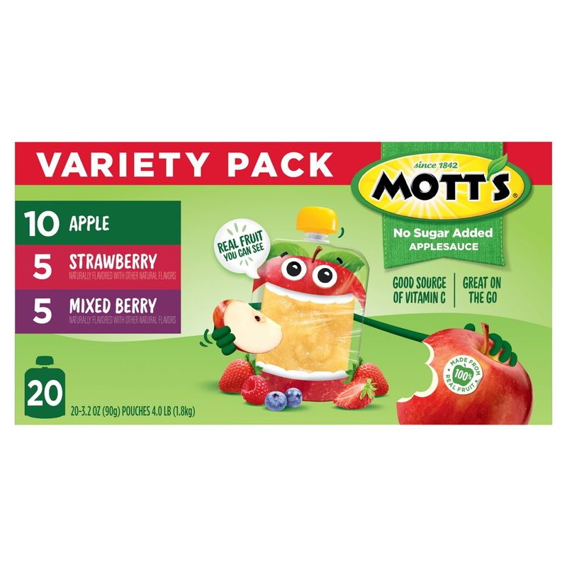 Mott's Applesauce Variety Pack, 3.2 oz, 20 count