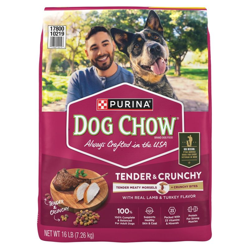 Purina Dog Chow Tender &amp; Crunchy with Real Lamb &amp; Turkey Flavor Dog Food, 16 lb
