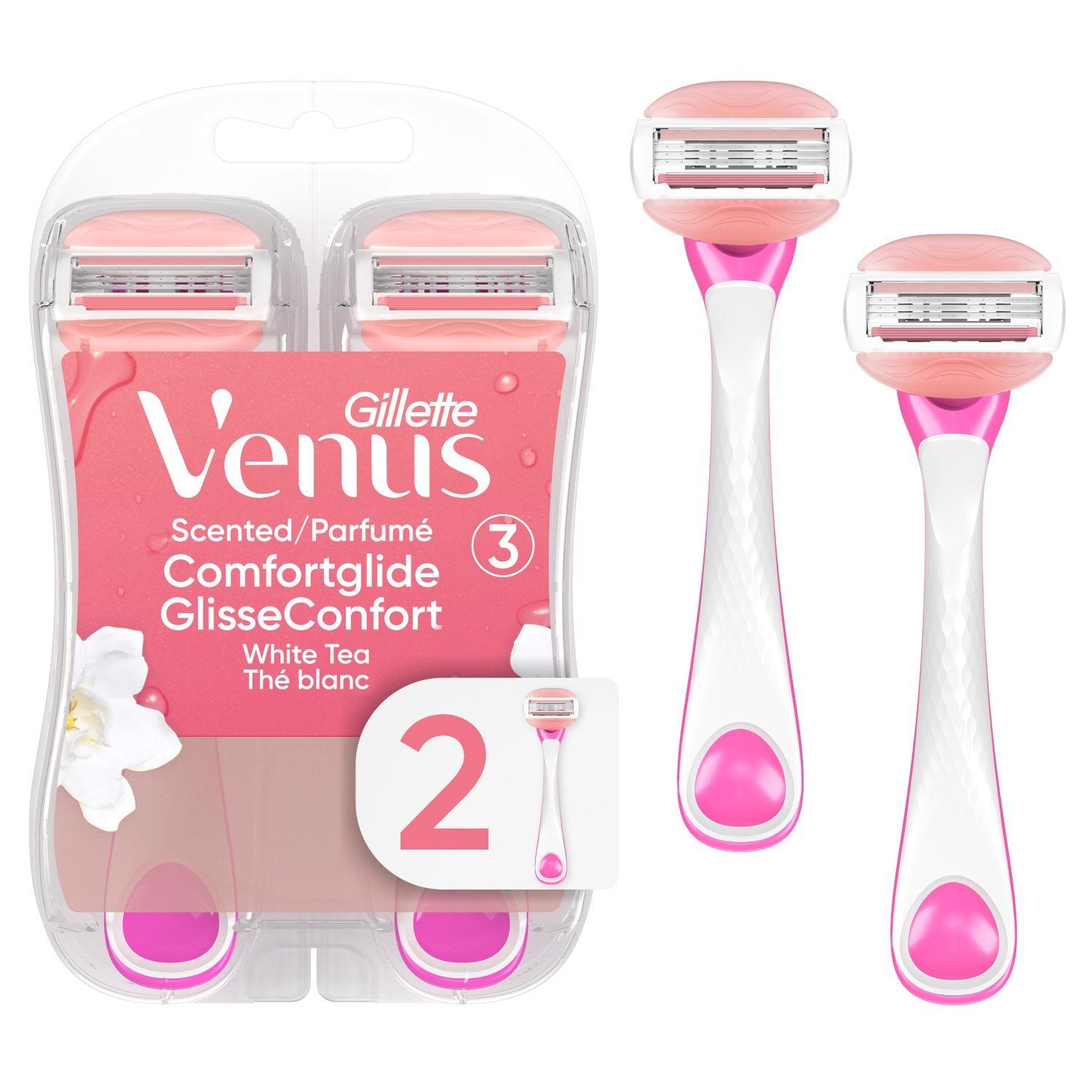 Gillette Venus Comfortglide White Tea Scented Disposable Razors, 0.067 oz, 2 count