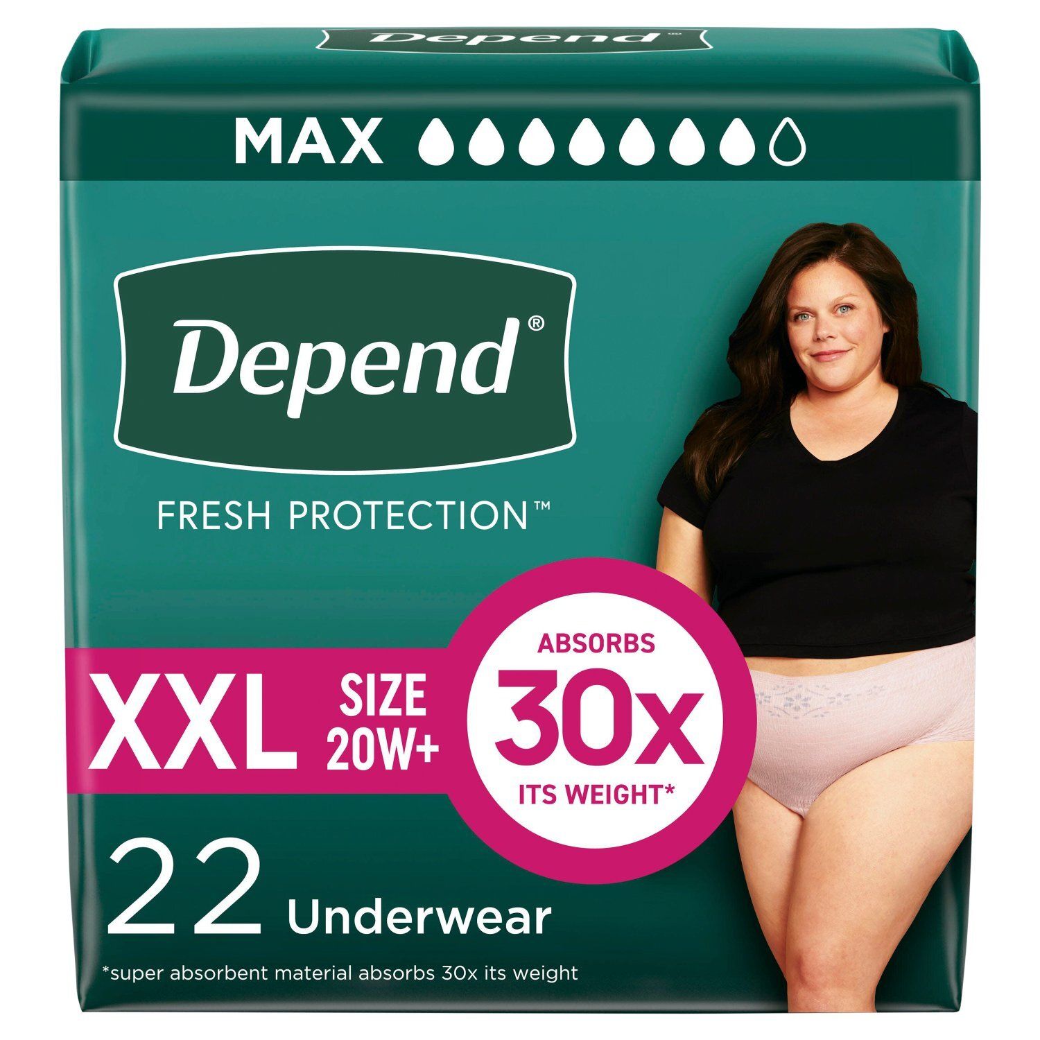Depend Fresh Protection Maximum Underwear, Size XXL, 22 count