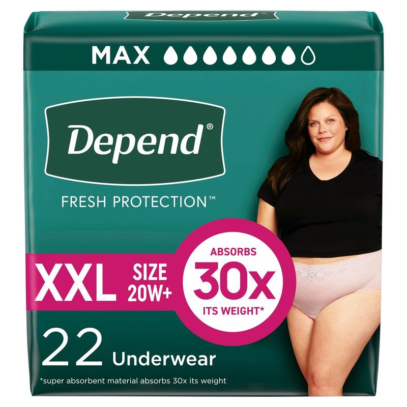 Depend Fresh Protection Maximum Underwear, Size XXL, 22 count