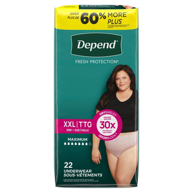 Depend Fresh Protection Maximum Underwear, Size XXL, 22 count