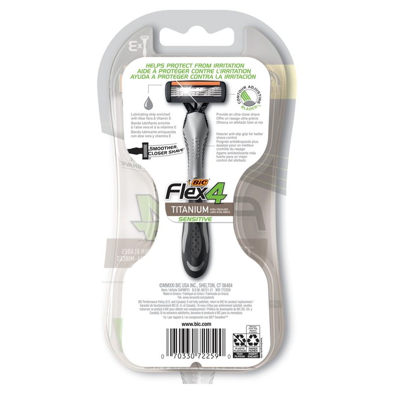 BIC Flex 4 Titanium Sensitive Razors, 3 count