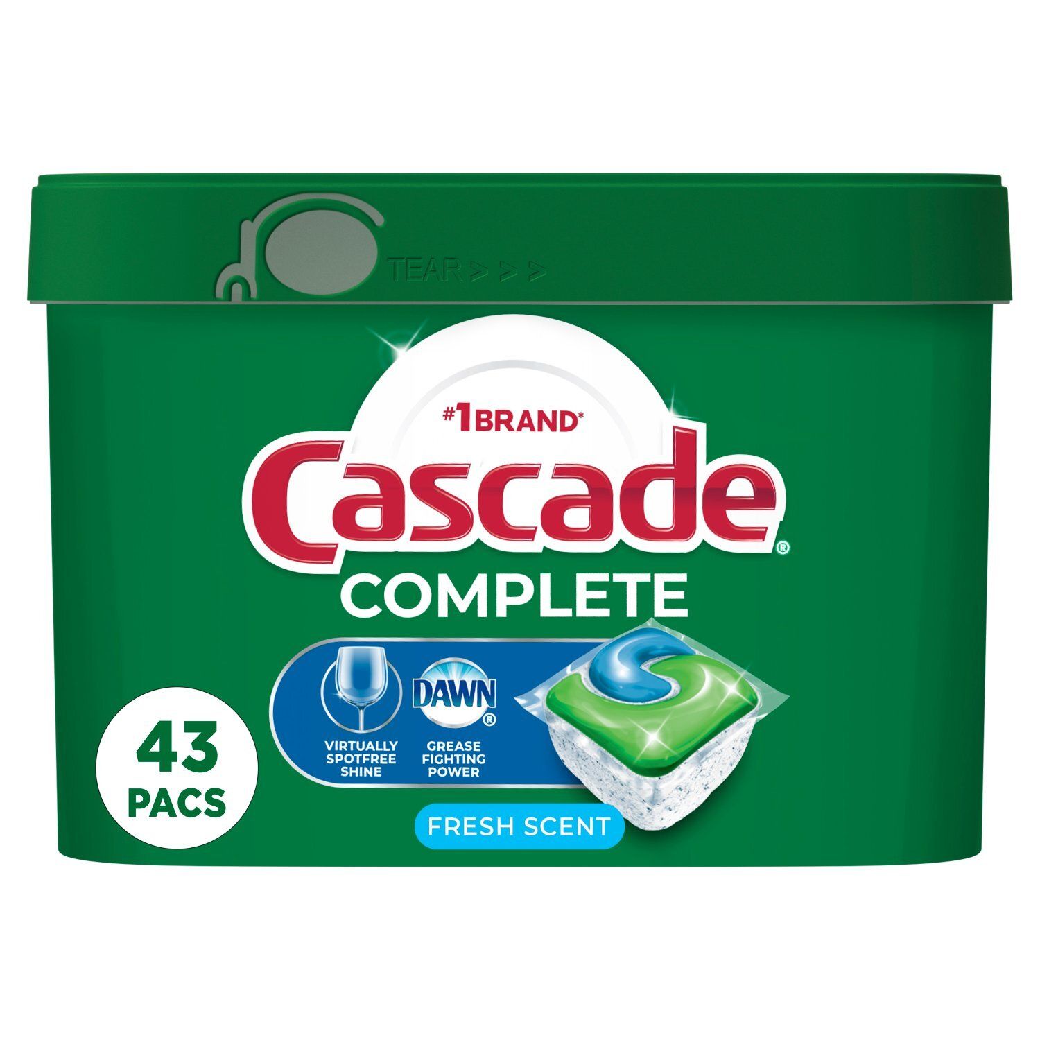 Cascade Complete Fresh Scent Dishwasher Detergent, 43 count, 1.39 lb