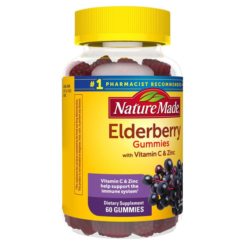 Nature Made Elderberry Gummies with Vitamin C &amp; Zinc, 60 count