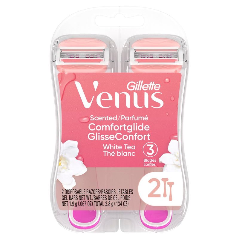 Gillette Venus Comfortglide White Tea Scented Disposable Razors, 0.067 oz, 2 count