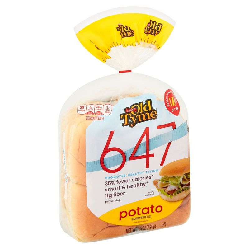 Old Tyme 647 Potato Sandwich Rolls, 8 count, 15 oz