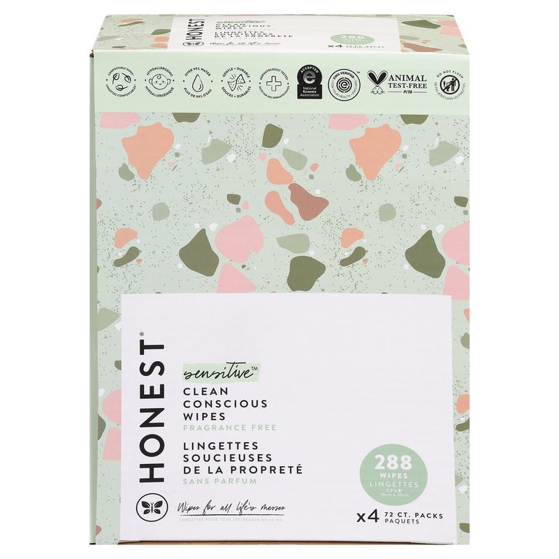 Honest Sensitive Clean Conscious Wipes, 4 pack, 288 count