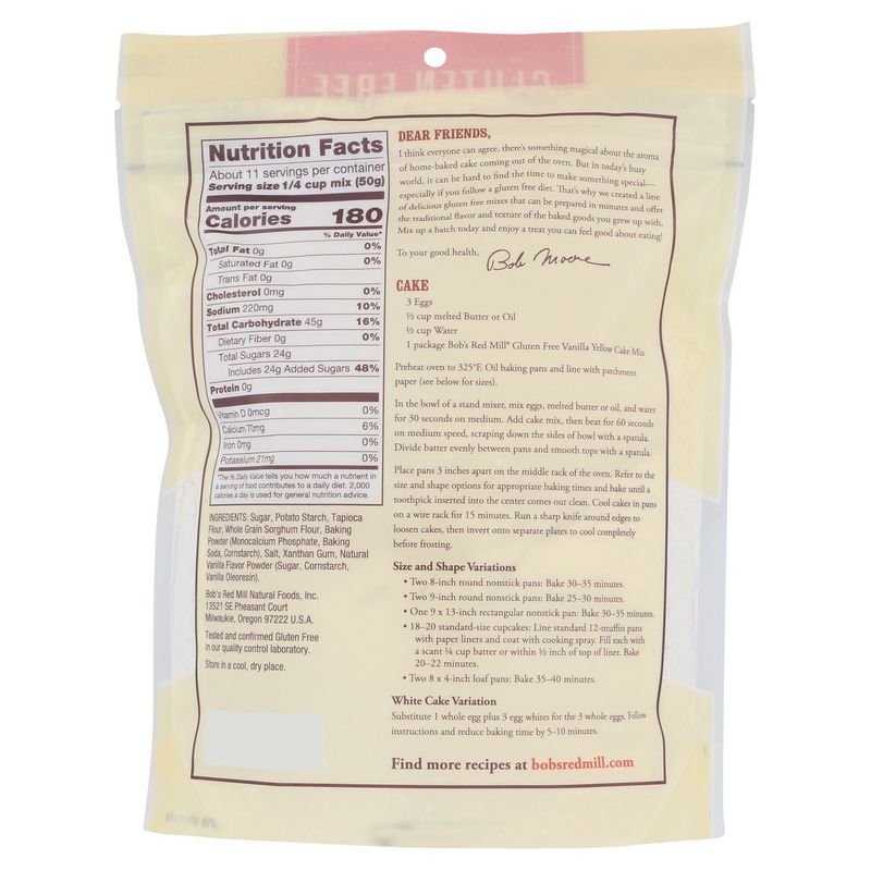 Bob's Red Mill Gluten Free Vanilla Yellow Cake Mix, 19 oz