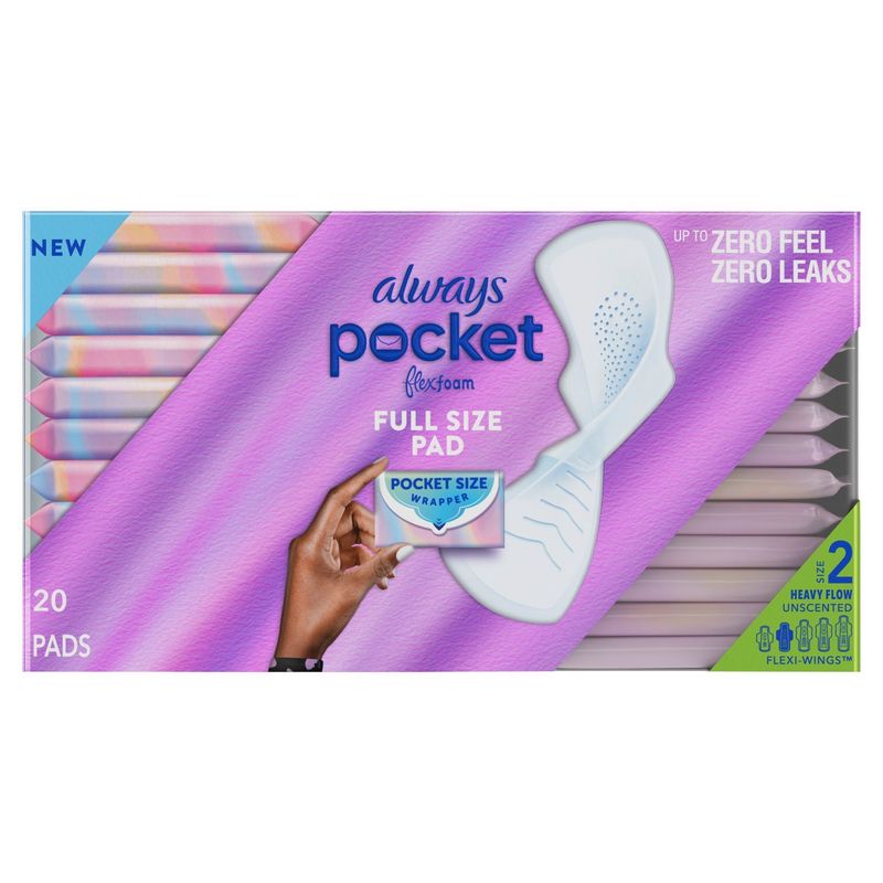 Always Heavy Flow Unscented Flexi-Wings Pocket Pads, 20 count