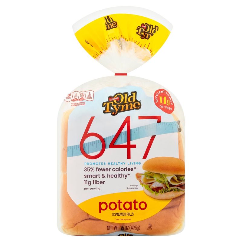 Old Tyme 647 Potato Sandwich Rolls, 8 count, 15 oz