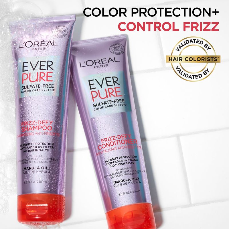 L'Oréal Paris EverPure Frizz Defy Sulfate Free Shampoo with Marula Oil, 8.5 fl. oz.