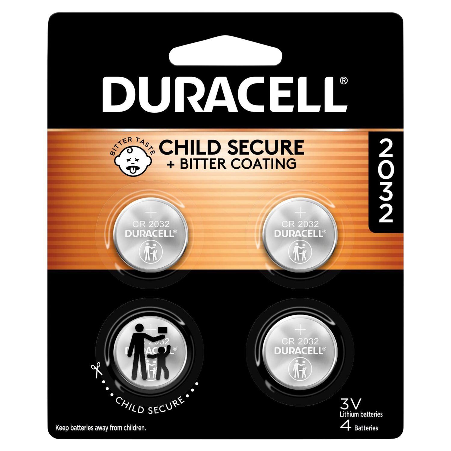 Duracell CR2032 3V Lithium Batteries, 4 count
