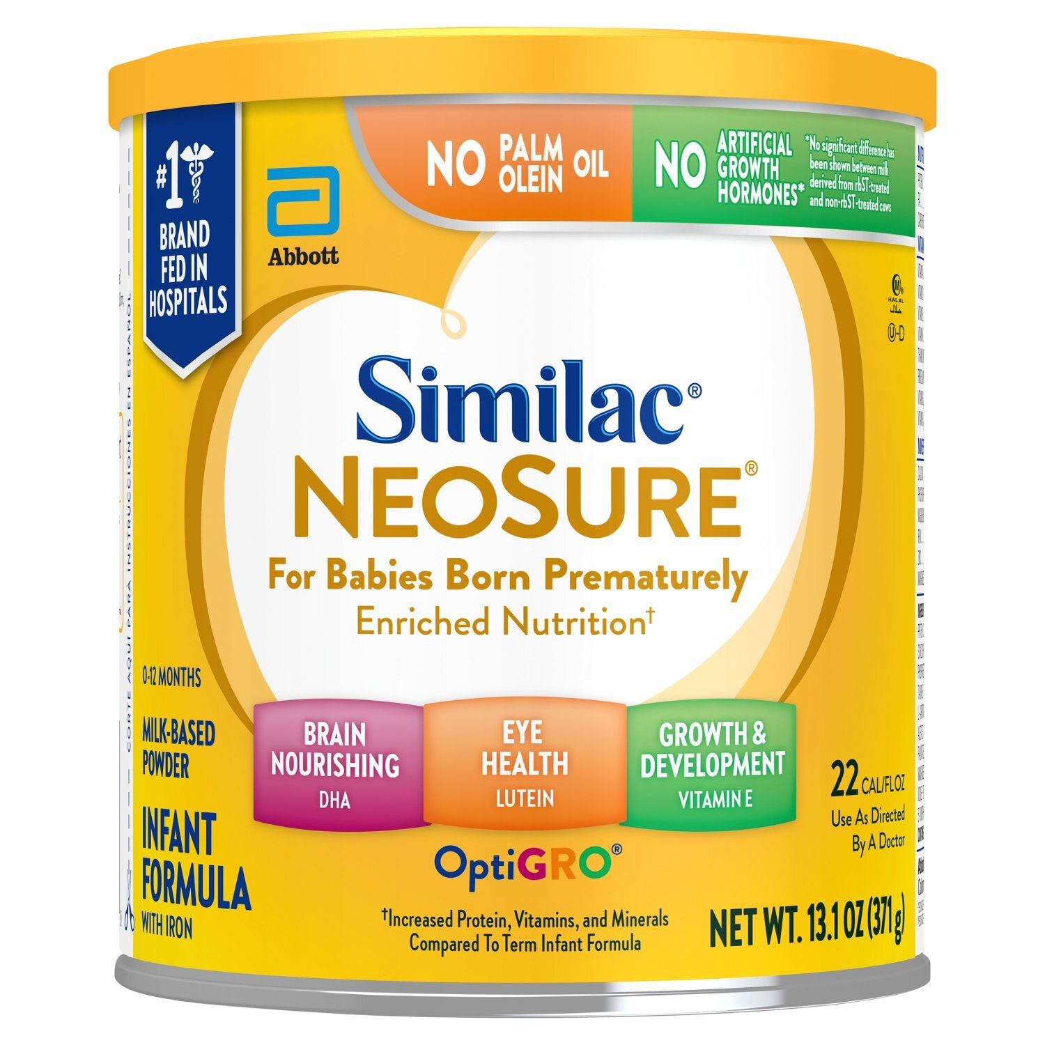 Similac NeoSure OptiGro Infant Formula with Iron Milk-Based Powder, 0-12 Months, 13.1 oz