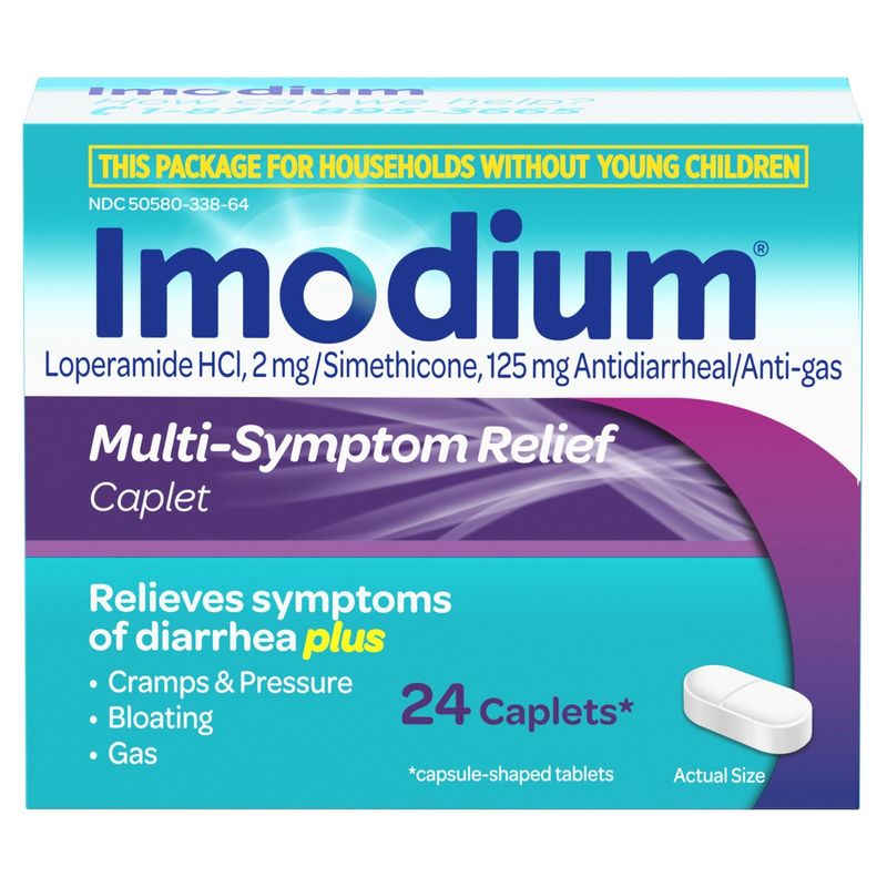 Imodium Multi-Symptom Relief Diarrhea Plus Caplets, 24 count