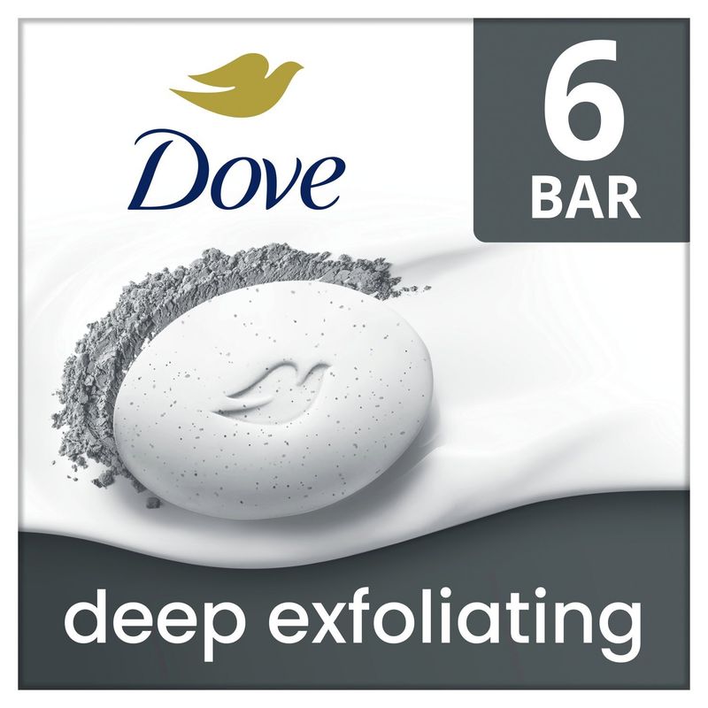 Dove Deep Exfoliating Beauty Bars with Charcoal Powder &amp; Glycerin, 3.75 oz, 6 count