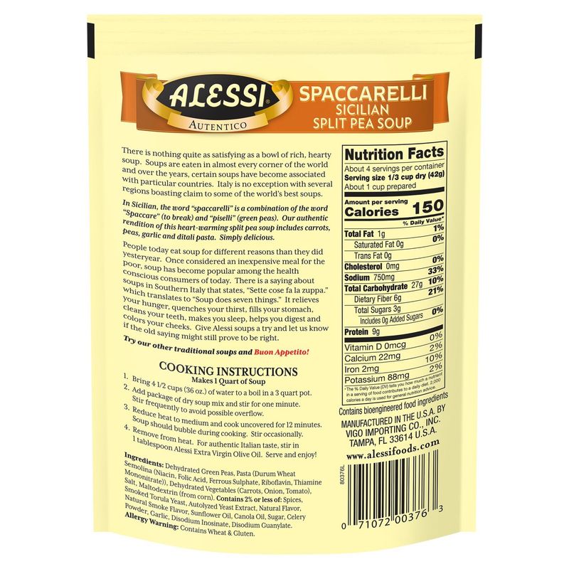 Alessi Premium Sicilian Split Pea Soup, 6 oz