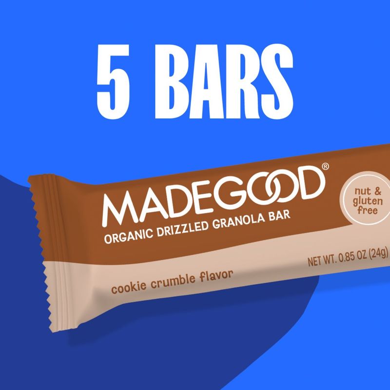 MadeGood Cookie Crumble Flavor Organic Drizzled Granola Bars, 0.85 oz, 5 count