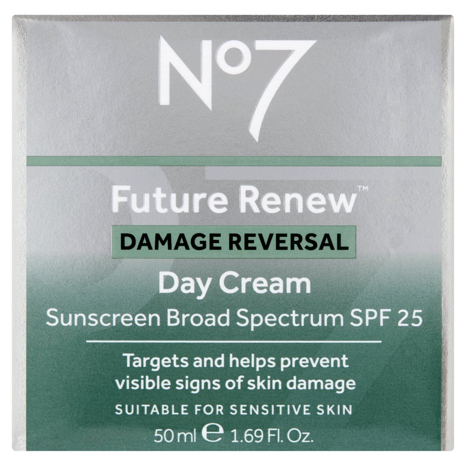 No7 Future Renew Damage Reversal Sunscreen Broad Spectrum Day Cream, SPF 25, 1.69 fl oz