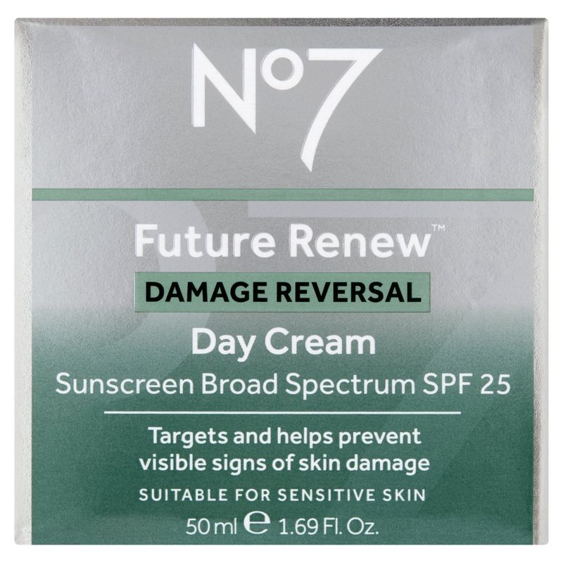 No7 Future Renew Damage Reversal Sunscreen Broad Spectrum Day Cream, SPF 25, 1.69 fl oz