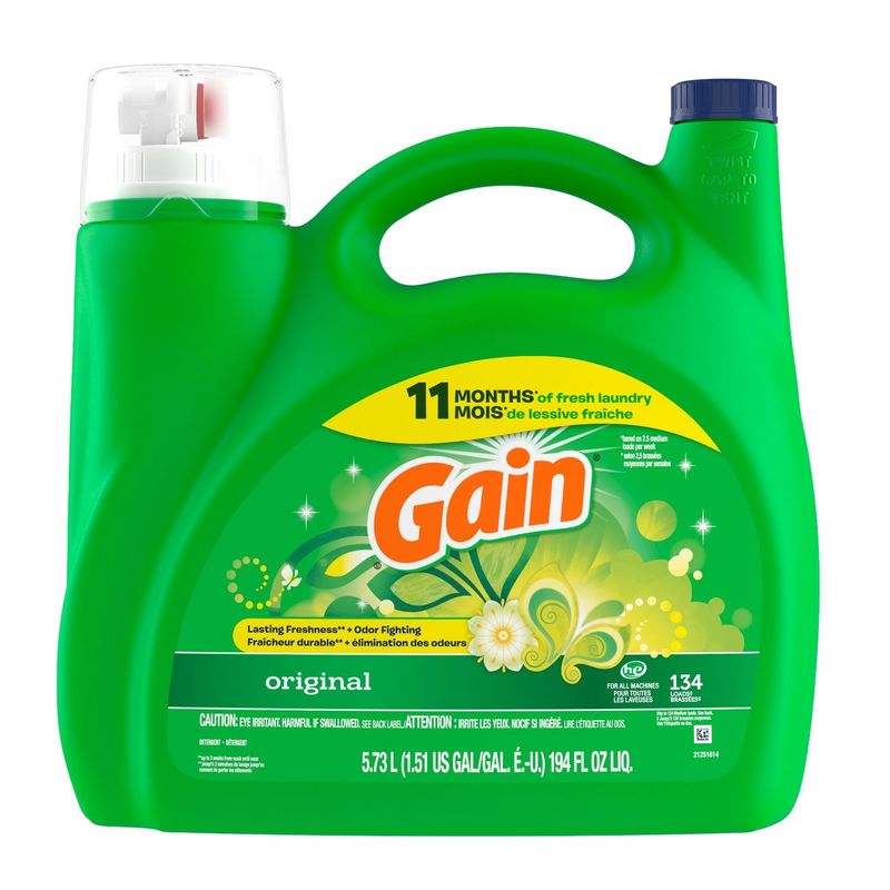 Gain Liquid Laundry Detergent, Original Scent, 194 fl oz, 134 loads