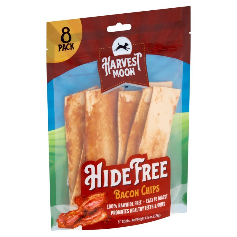 Harvest Moon 5" Sticks Hide Free Bacon Chips Dog Chews, 8 count, 4.5 oz