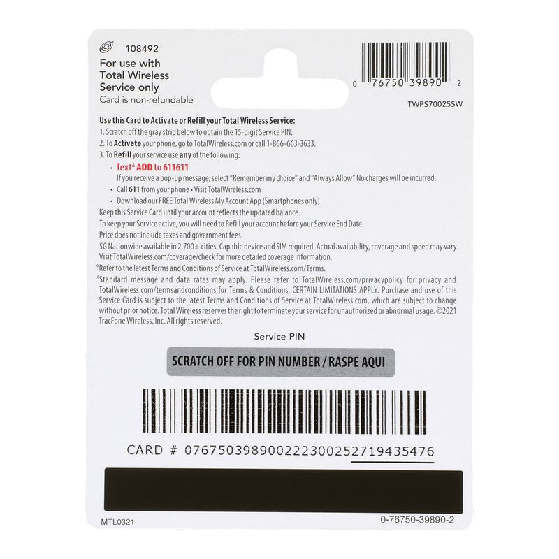 Total Wireless $25 Gift Card, 1 each