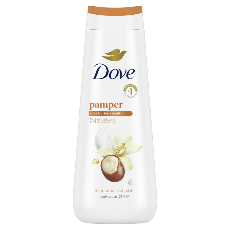 Dove Pamper Shea Butter + Vanilla Body Wash, 20 fl oz