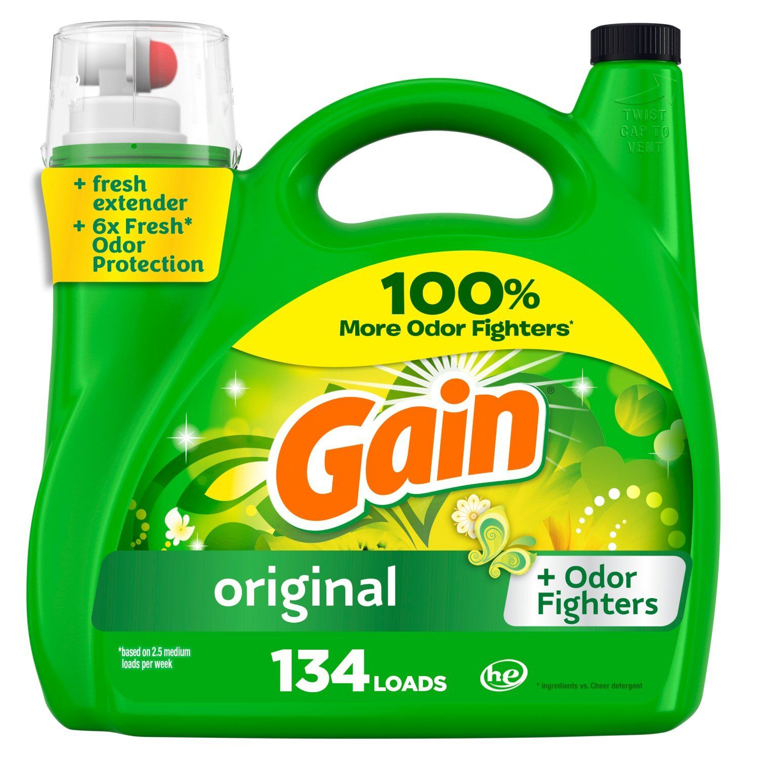 Gain Liquid Laundry Detergent, Original Scent, 194 fl oz, 134 loads