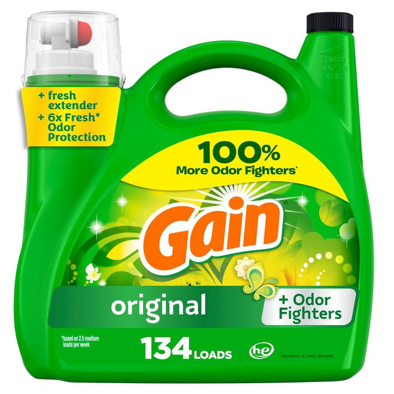 Gain Liquid Laundry Detergent, Original Scent, 194 fl oz, 134 loads