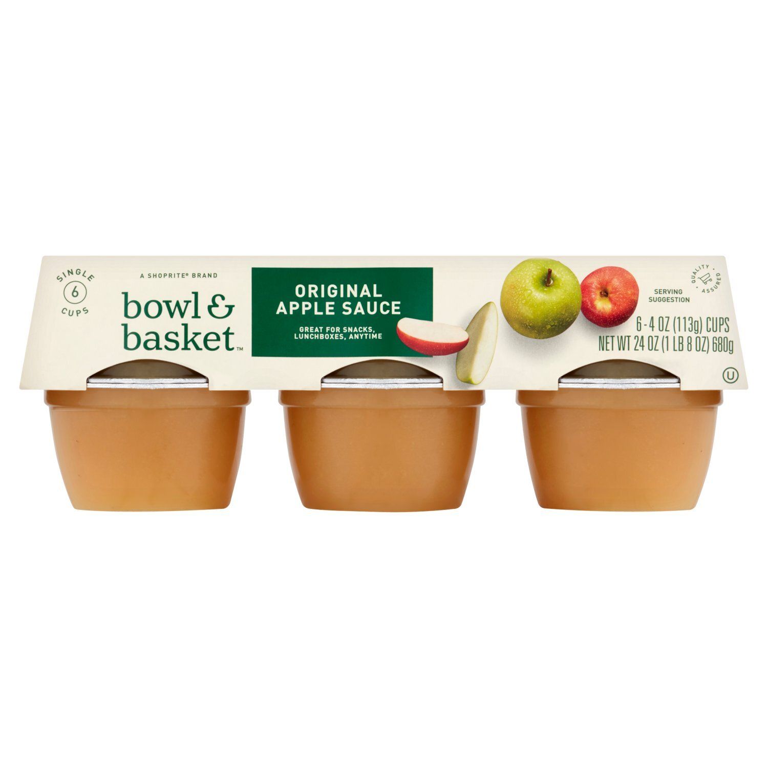Bowl &amp; Basket Original Apple Sauce, 4 oz, 6 count