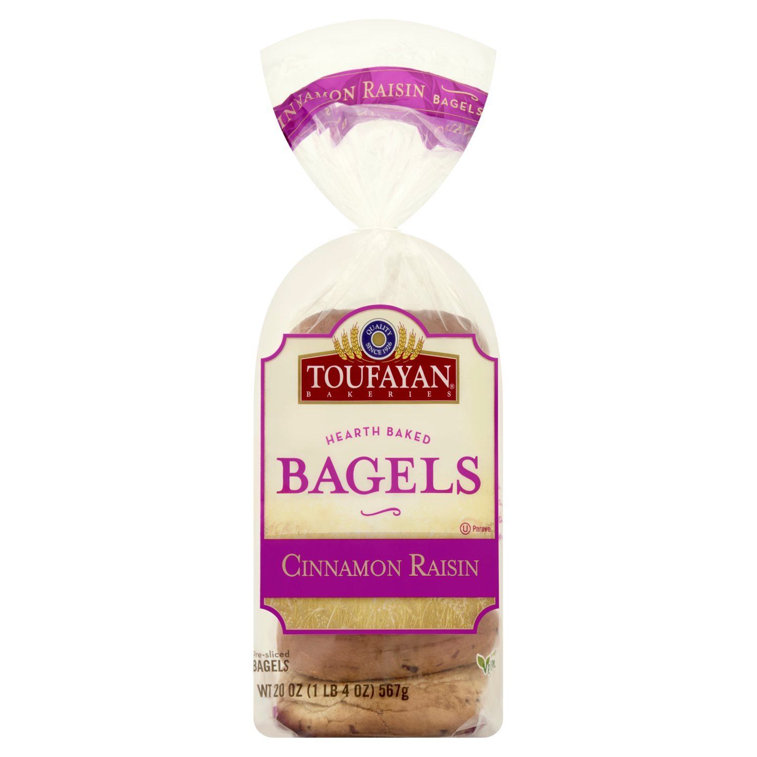 Toufayan Bakeries Hearth Baked Cinnamon Raisin Bagels, 6 count, 20 oz