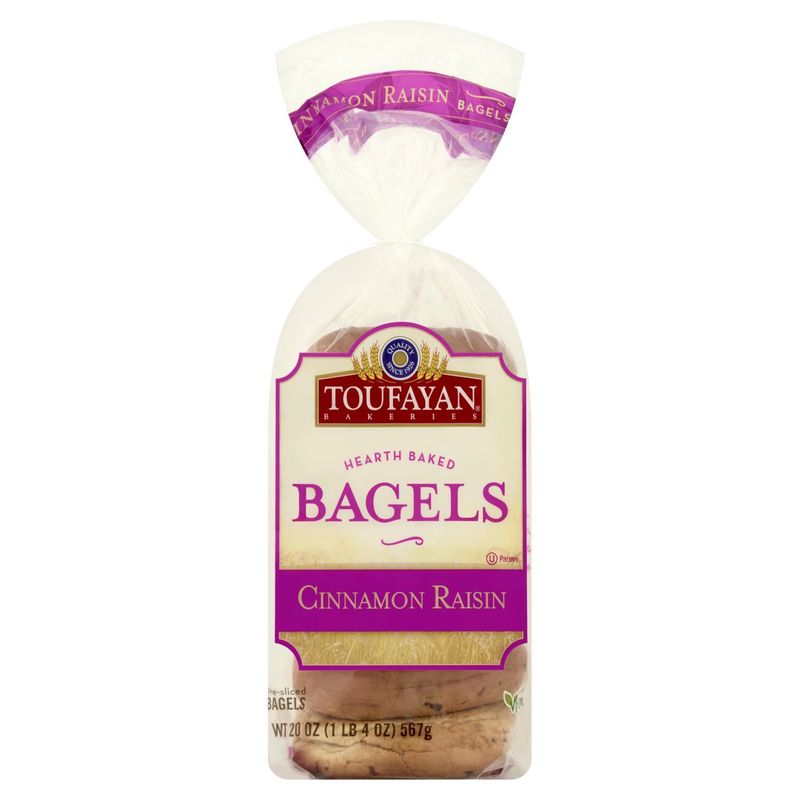 Toufayan Bakeries Hearth Baked Cinnamon Raisin Bagels, 6 count, 20 oz