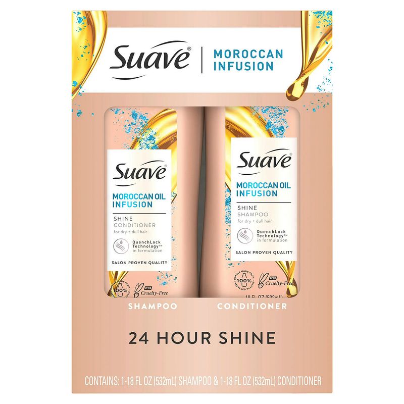 Suave Moroccan Infusion Shine Shampoo &amp; Conditioner, 2 count, 18 fl oz