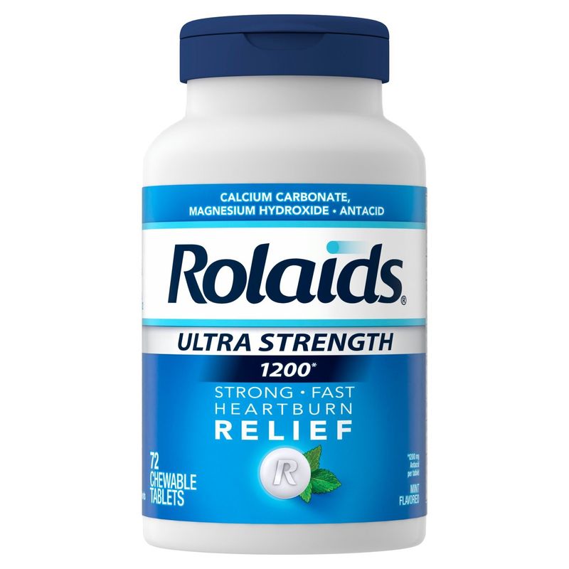 Rolaids Ultra Strength Antacid, 72 Chewable Tablets, Mint, Ultra Strength Heartburn Relief