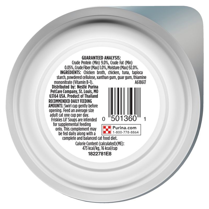 Purina Friskies Lil' Soups with Tuna in a Velvety Chicken Broth Cat Food, 1.2 oz